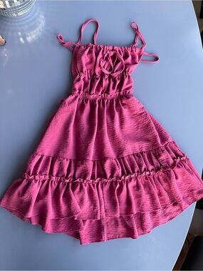 Women’s Pink Ruffle Minidress Open Back